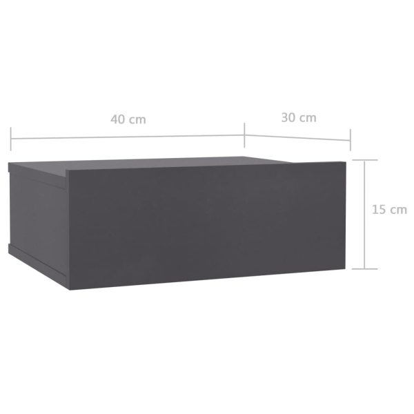 Danbury Floating Nightstand 40x30x15 cm Engineered Wood – Grey, 2
