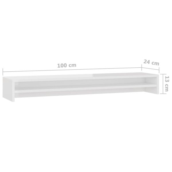 Thornton Monitor Stand 100x24x13 cm Engineered Wood – High Gloss White