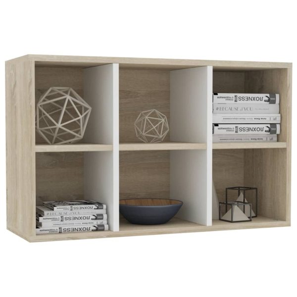 Book Cabinet/Sideboard 66x30x97.8 cm Engineered Wood – White and Sonoma Oak