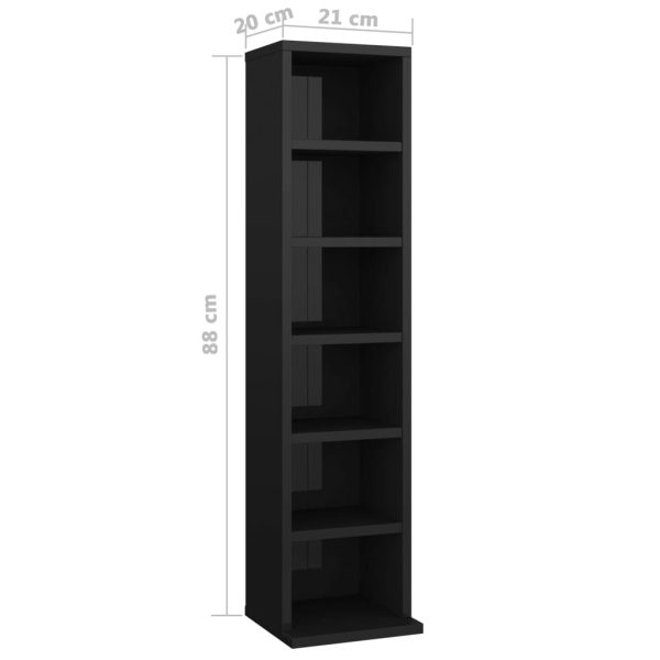 CD Cabinet 21x20x88 cm Engineered Wood – High Gloss Black