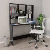 Desk with Shelves 110x45x157 cm Engineered Wood – High Gloss Black