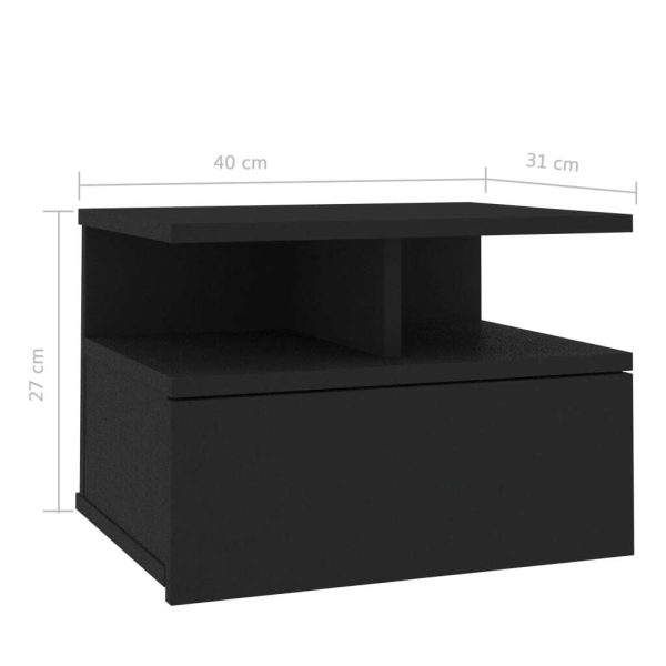 Cove Floating Nightstand 40x31x27 cm Engineered Wood – Black, 2