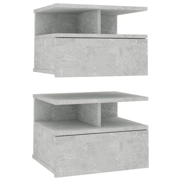 Cove Floating Nightstand 40x31x27 cm Engineered Wood – Concrete Grey, 2