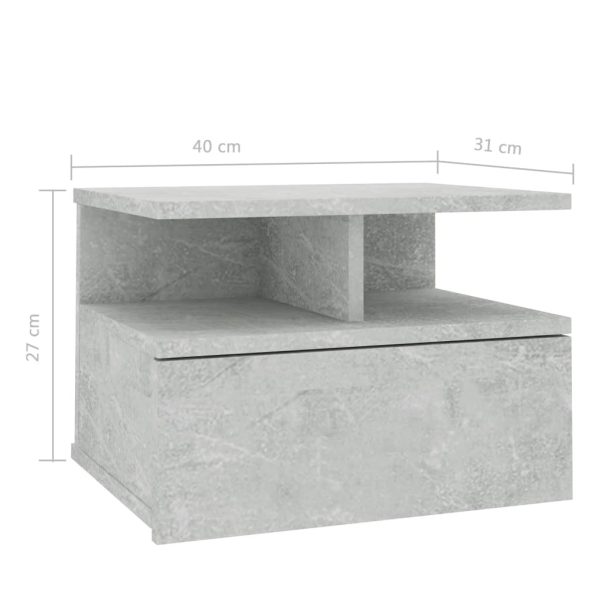 Cove Floating Nightstand 40x31x27 cm Engineered Wood – Concrete Grey, 2