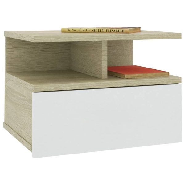 Cove Floating Nightstand 40x31x27 cm Engineered Wood – White and Sonoma Oak, 2