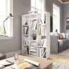 Warnes Room Divider/Book Cabinet 100x24x140 cm Engineered Wood – High Gloss White