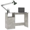 Desk with Drawers 110x50x76 cm Engineered Wood – Concrete Grey