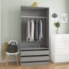 Wardrobe 100x50x200 cm Engineered Wood – High Gloss Grey
