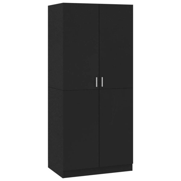 Wardrobe 80x52x180 cm Engineered Wood – Black
