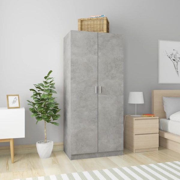 Wardrobe 80x52x180 cm Engineered Wood – Concrete Grey