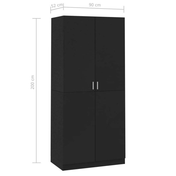 Wardrobe 90x52x200 cm Engineered Wood – Black