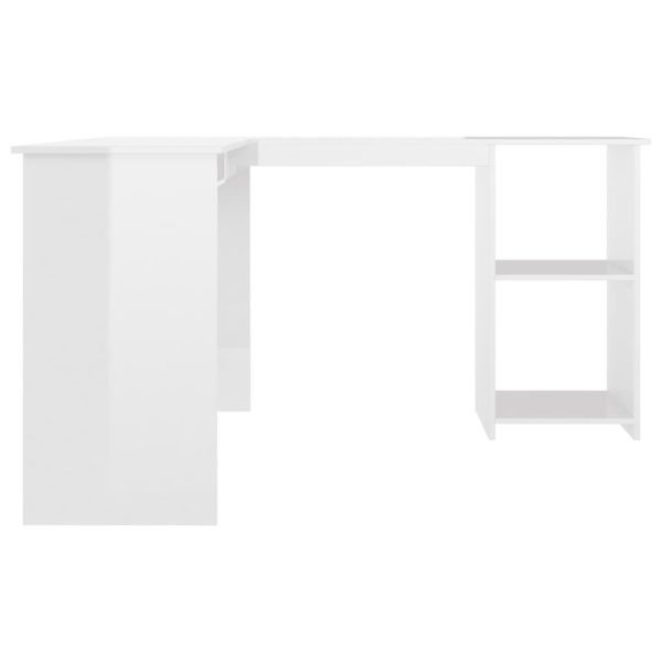 L-Shaped Corner Desk 120x140x75 cm Engineered Wood – High Gloss White