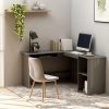 L-Shaped Corner Desk 120x140x75 cm Engineered Wood – High Gloss Grey