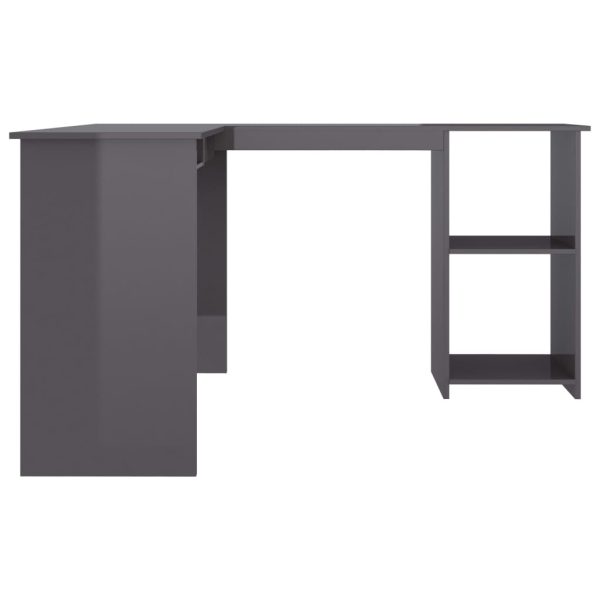 L-Shaped Corner Desk 120x140x75 cm Engineered Wood – High Gloss Grey