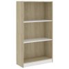 Bookshelf Engineered Wood – 60x24x109 cm, White and Sonoma Oak