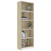 Bookshelf Engineered Wood – 60x24x175 cm, White and Sonoma Oak