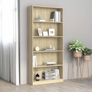 Bookshelf Engineered Wood – 80x24x175 cm, Sonoma oak