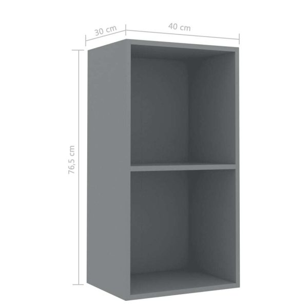 2-Tier Book Cabinet – 40x30x76.5 cm, Grey