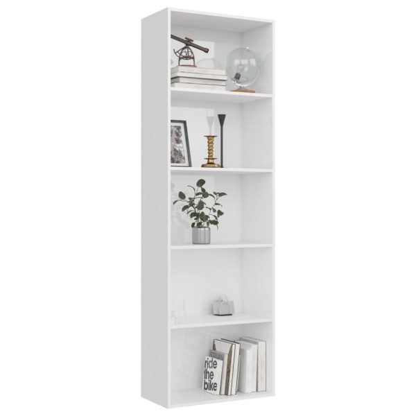 2-Tier Book Cabinet – 60x30x189 cm, High Gloss White