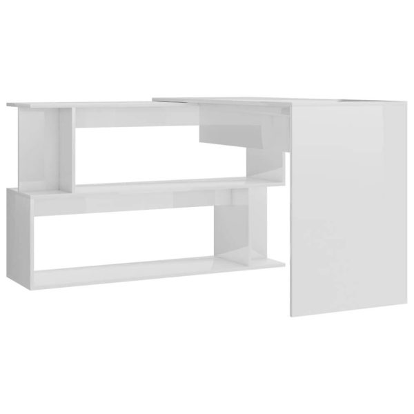 Corner Desk 200x50x76 cm Engineered Wood – High Gloss White