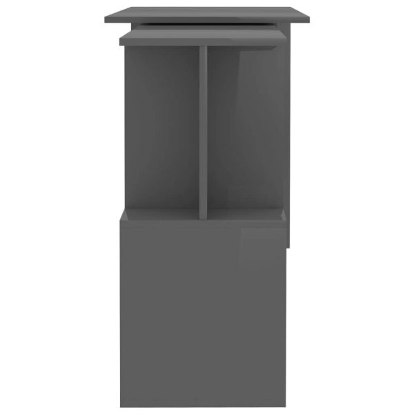 Corner Desk 200x50x76 cm Engineered Wood – High Gloss Grey