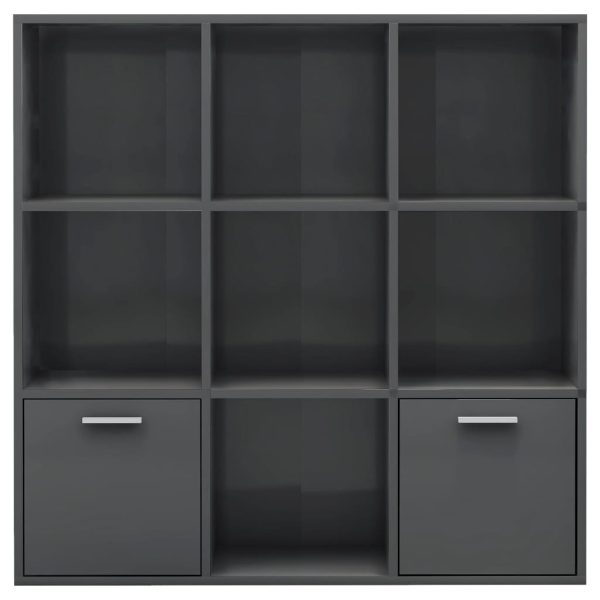 Book Cabinet 98x30x98 cm Engineered Wood – High Gloss Grey