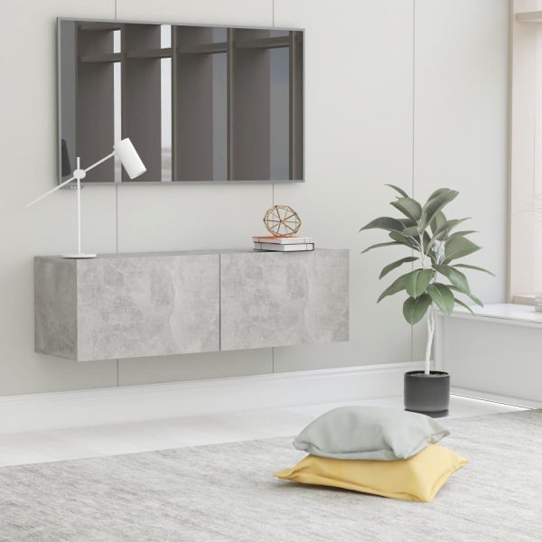 Newmarket TV Cabinet Engineered Wood – 100x30x30 cm, Concrete Grey
