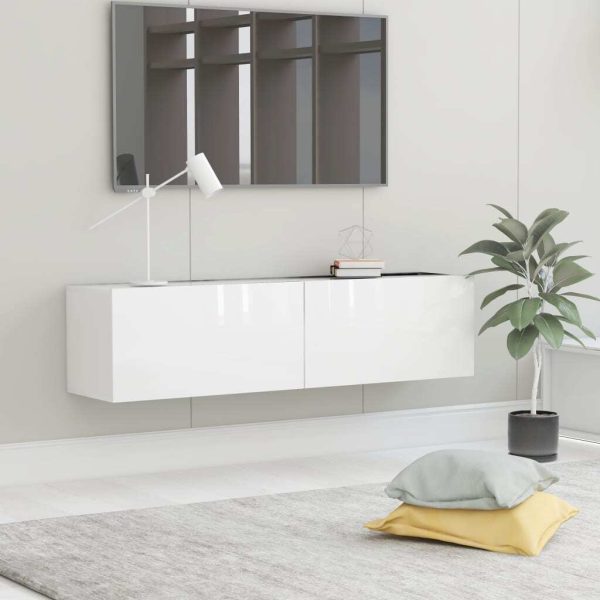 Newmarket TV Cabinet Engineered Wood – 120x30x30 cm, High Gloss White