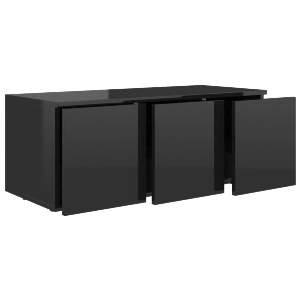 Prudhoe TV Cabinet 80x34x30 cm Engineered Wood – High Gloss Black