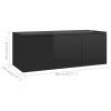 Prudhoe TV Cabinet 80x34x30 cm Engineered Wood – High Gloss Black