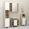 Bathroom Cabinet 30x30x95 cm Engineered Wood – White and Sonoma Oak