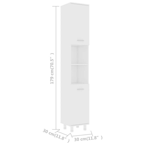 Bathroom Cabinet 30x30x179 cm Engineered Wood – White