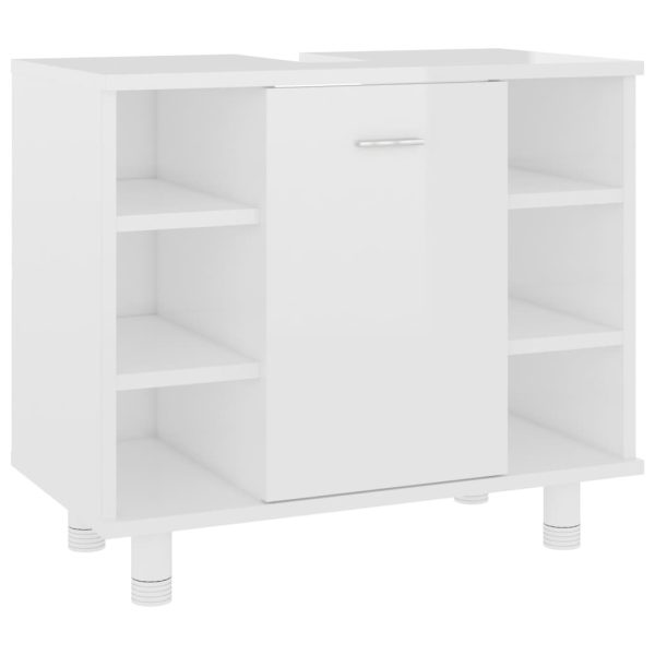 Bathroom Cabinet 60x32x53.5 cm Engineered Wood – High Gloss White
