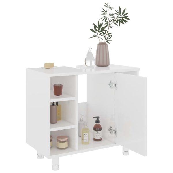 Bathroom Cabinet 60x32x53.5 cm Engineered Wood – High Gloss White