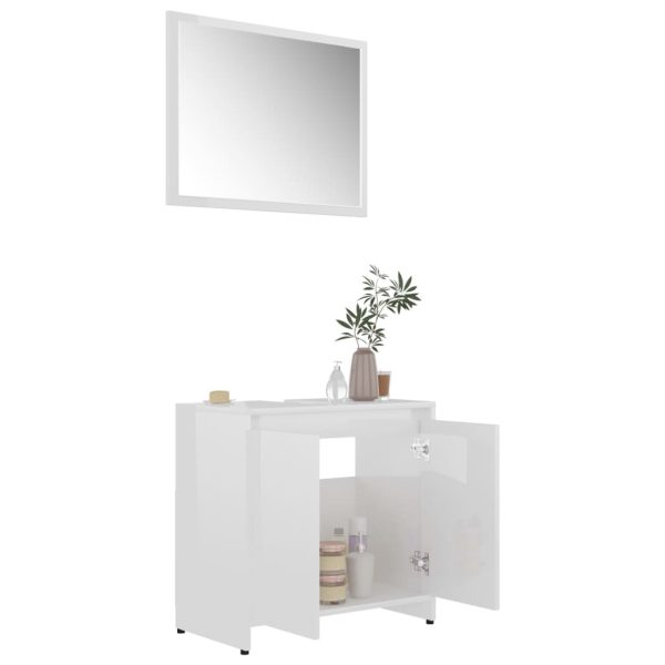 Bathroom Furniture Set Engineered Wood – High Gloss White