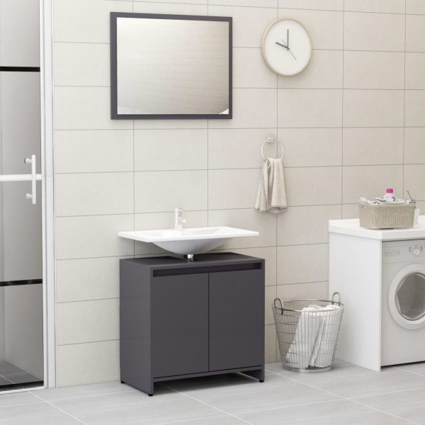 Bathroom Furniture Set Engineered Wood – High Gloss Grey
