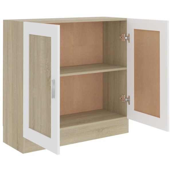 Book Cabinet Engineered Wood – 82.5×30.5×80 cm, White and Sonoma Oak