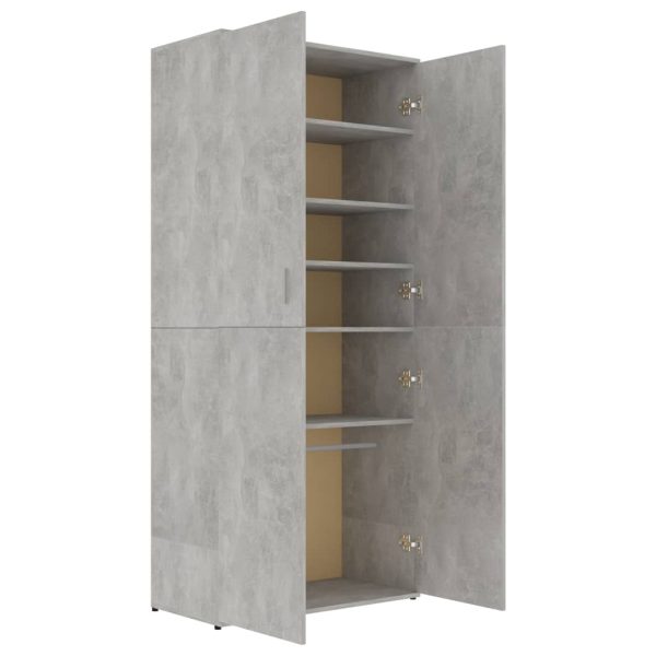 Shoe Cabinet 80x39x178 cm Engineered Wood – Concrete Grey
