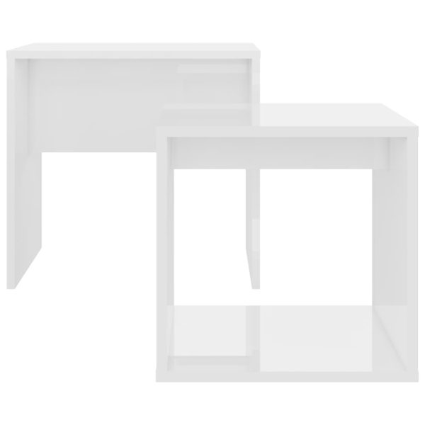Coffee Table Set 48x30x45 cm Engineered Wood – High Gloss White