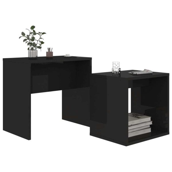 Coffee Table Set 48x30x45 cm Engineered Wood – High Gloss Black