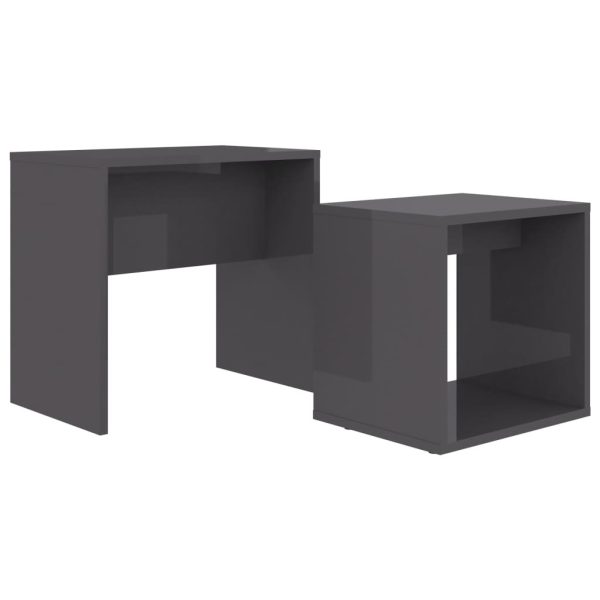 Coffee Table Set 48x30x45 cm Engineered Wood – High Gloss Grey