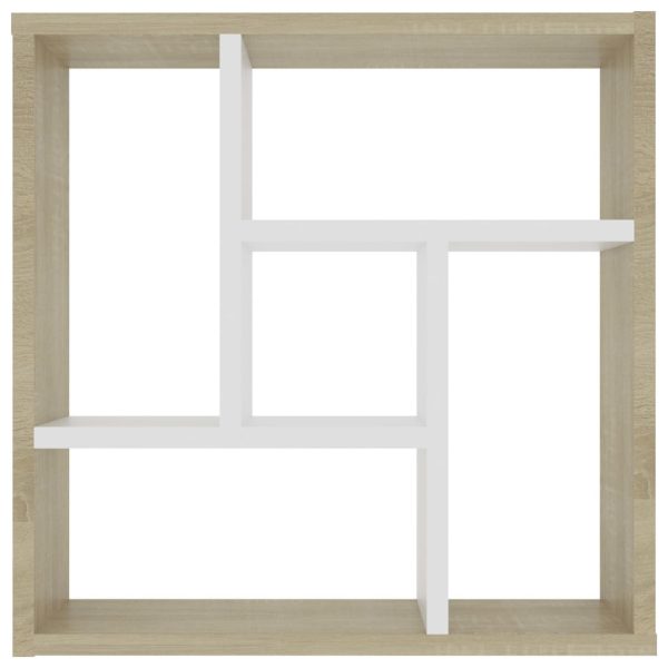 Wall Shelf 45.1x16x45.1 cm Engineered Wood – White and Sonoma Oak