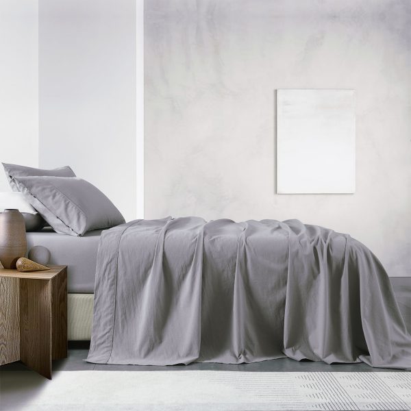 Royal Comfort Vintage Washed 100 % Cotton Sheet Set – SINGLE, Grey