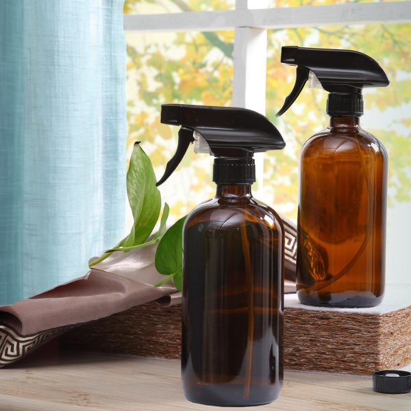 4x 500ml Amber Glass Spray Bottles Trigger Water Sprayer Aromatherapy Dispenser