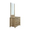 4 Pieces Bedroom Suite Natural Wood Like MDF Structure Queen Size Oak Colour Bed, Bedside Table & Dresser