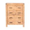 5 Pieces Bedroom Suite in Solid Wood Veneered Acacia Construction Timber Slat King Size Oak Colour Bed, Bedside Table , Tallboy & Dresser