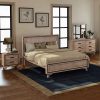 4 Pieces Bedroom Suite Queen Size Silver Brush in Acacia Wood Construction Bed, Bedside Table & Dresser