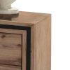 4 Pieces Bedroom Suite Queen Size Silver Brush in Acacia Wood Construction Bed, Bedside Table & Dresser