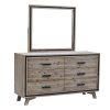 4 Pieces Bedroom Suite Queen Size Silver Brush in Acacia Wood Construction Bed, Bedside Table & Dresser