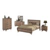 5 Pieces Bedroom Suite Queen Size Silver Brush in Acacia Wood Construction Bed, Bedside Table, Tallboy & Dresser